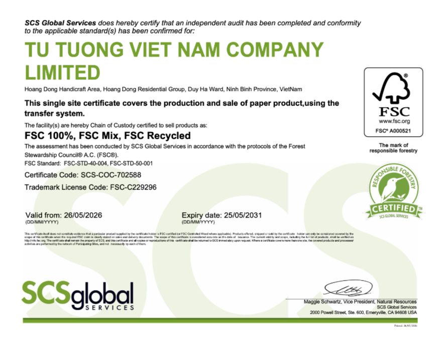 FSC Chain of Custody Certificate — Tu Tuong Viet Nam